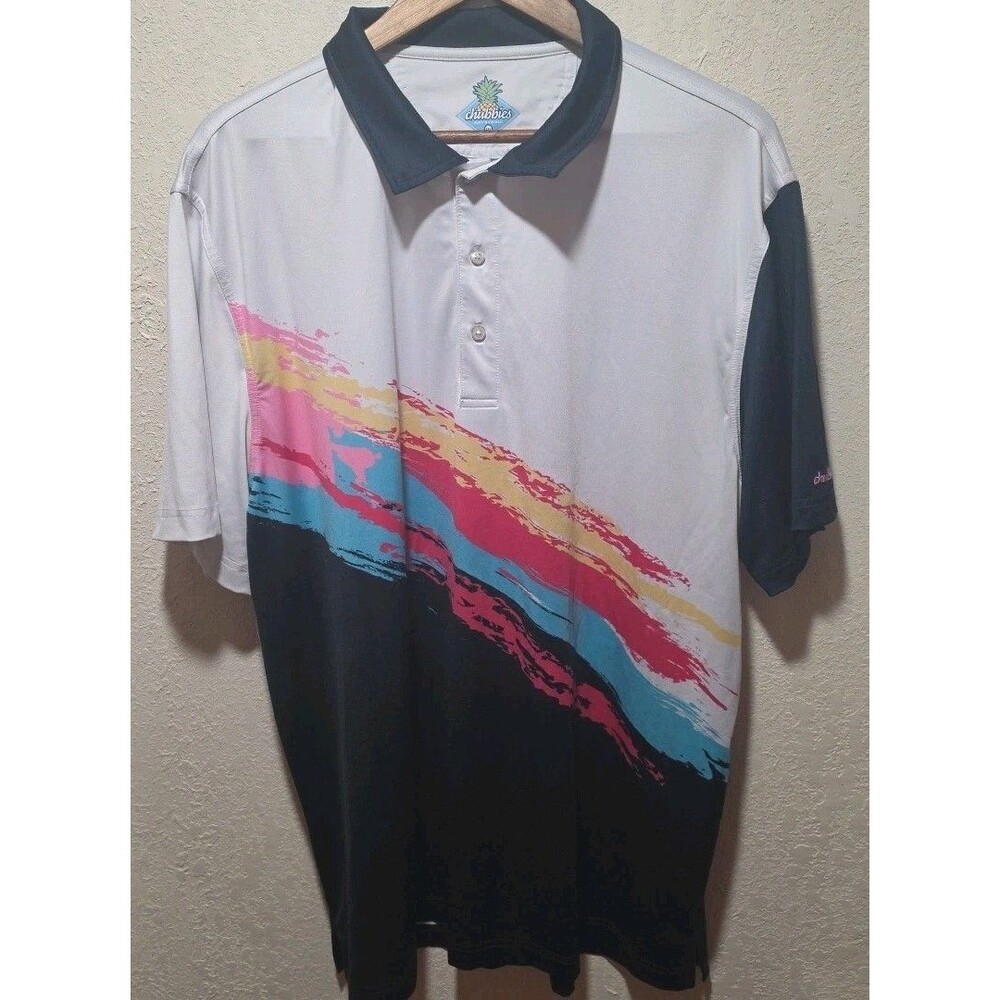 Chubbies Polo Shirt Mens 2XL XXL Brushstroke Stretch Golf Preppy